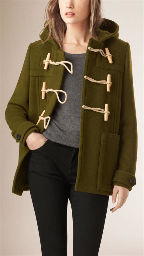 green plaid burberry coat|Burberry duffle coat women's.